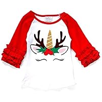 Little Girl Kids Back to School Raglan Cotton Christmas Top Tee T-Shirt Size 2-8