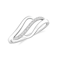 Natural 1mm Diamond Bypass Promise Ring for Women Girls in Sterling Silver / 14K Solid Gold