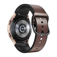 20mm Silicone+Leather Smart Straps for Samsung Galaxy Watch 4 Classic 46 42mm/Watch4 44mm 40mm Band No Gaps Wristbands Bracelet (Color : Dark Brown, Size : Watch4 Classic 42mm)