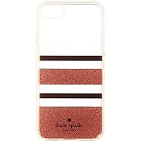 Kate Spade Flexible Hardshell Case for iPhone 7& 8 Charlotte Stripe Rose Gold Foil/Rose Gold Glitter