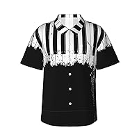 Piano Men's Casual Button-Down Hawaiian Shirts â€“ Funky Tropical Summer Outfits â€“ Retro Printed Beach Wear for Men