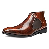 Mens High Tops Chelsea Boot Leather Oxford Dress Fashion Lightweight Casual Outdoor Retro Style Casual Shoes Black Brown (Color : Brown 1, Size : 9)