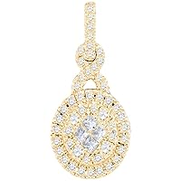 The Diamond Deal 14kt Yellow Gold Womens Princess Round Diamond Soleil Cluster Pendant 1/2 Cttw