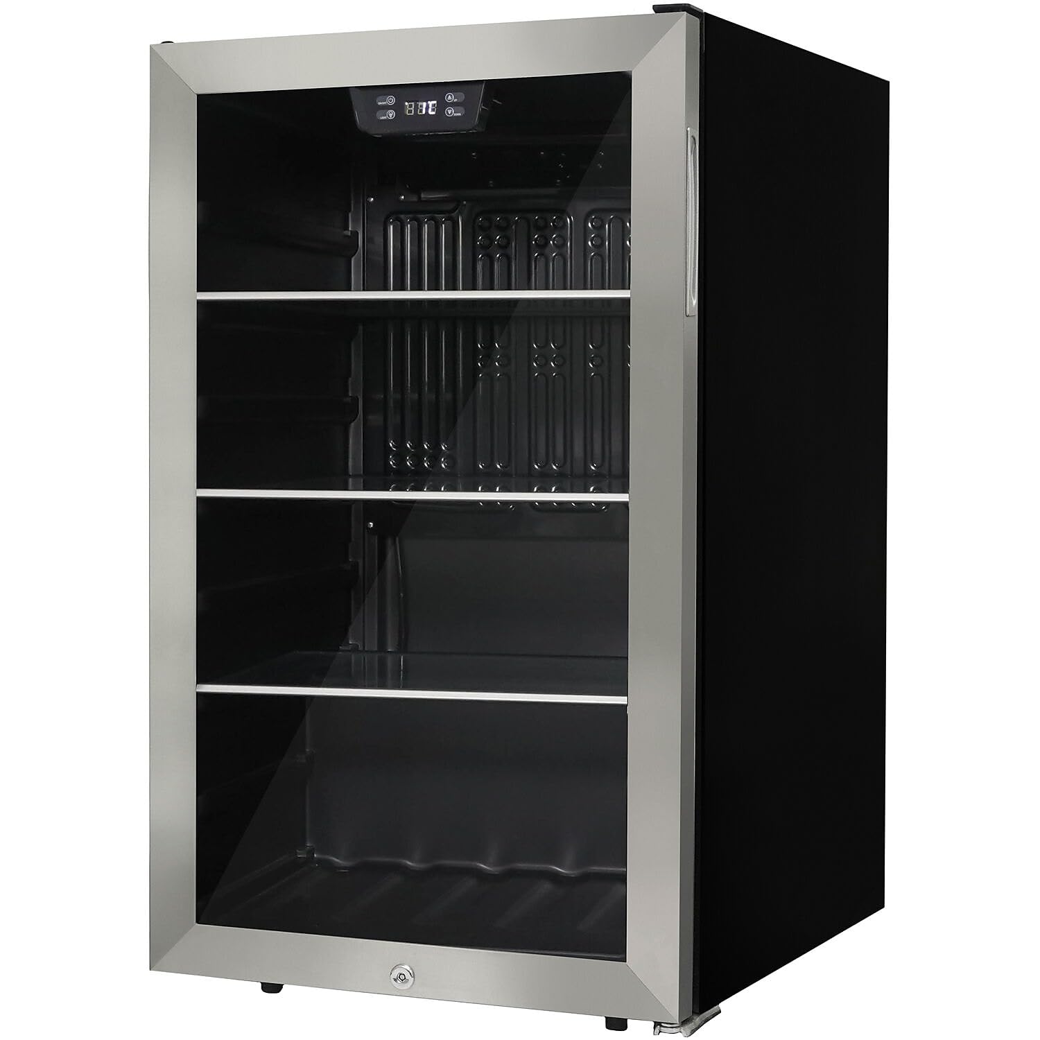 Danby 4.5-Cu. Ft. Beverage Center with Side Mount Pocket Handle, Door Lock, Black/Stainless (DBC045L1SS)