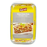 Glad Clear Glass Oblong Baking Dish | 3.1-Quart Nonstick Rectangular Bakeware Casserole Pan | Freezer-to-Oven and Dishwasher Safe, Large