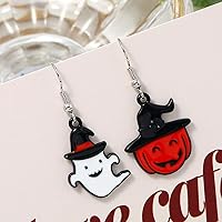 Halloween! Original Illustration Wind Halloween Series Earrings Ghosts Cartoon Spray Paint Cute Ghost and Pumpkin Earrings Jewelry