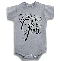 Baby Tee Time Gray Crew Neck Girls' Boots, Lace & A Lot of Grace One Piece