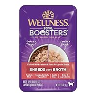 Wellness Bowl Boosters Wet Cat Food Topper, Flaked Salmon & Tuna in Broth, 1.75 Ounce (Pack of 12)