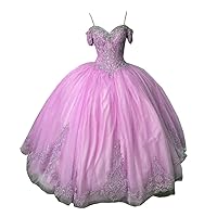 Romantic Boho Cold Shoulder Ball Gown Quinceanera Dresses Charro XV with Sleeves Tulle Sweet 15 Prom Graduation Dress