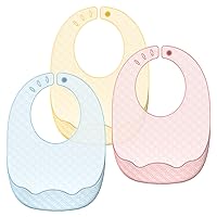 Babelio Ultra-Thin Set of 3 Silicone Baby Bibs for Babies & Toddlers (6-72 Months), Extra Soft and Durable Silicone Bibs, BPA Free, Waterproof, Unisex (Blue/Light Yellow/Pink)