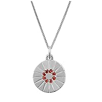 jewellerybox Sterling Silver Garnet CZ Sun Medallion Necklace 14-32 Inches