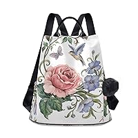 ALAZA Watercolor Bouquet of Roses with Bird and Butterfly Backpack Purse with Adjustable Straps