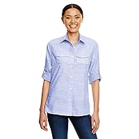 Burnside Womens Textured Solid Long Sleeve Shirt (5247) -BLUE -XL
