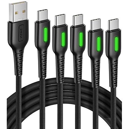 INIU USB C Cable, [5 Pack 3.1A] QC 3.0 Fast Charging USB Type C Cable, (3.3+3.3+6+6+10ft) Nylon Braided Phone Charger USB-C Cord for Samsung Galaxy S21 S20 S10 Plus Note 10 LG Google Pixel Moto etc