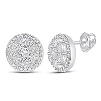 10kt White Gold Womens Round Diamond Miracle Circle Cluster Earrings 1/5 Cttw
