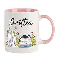 Funny Coffee Mug Swiftea Album Coffee Mug Gift for Singer Fans Womens Girls 11oz White and Pink Double Sided Mug