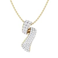 Certified 14K Gold Unique Style Pendant in Round Natural Diamond (0.61 ct) with White/Yellow/Rose Gold Chain Designer Necklace for Women