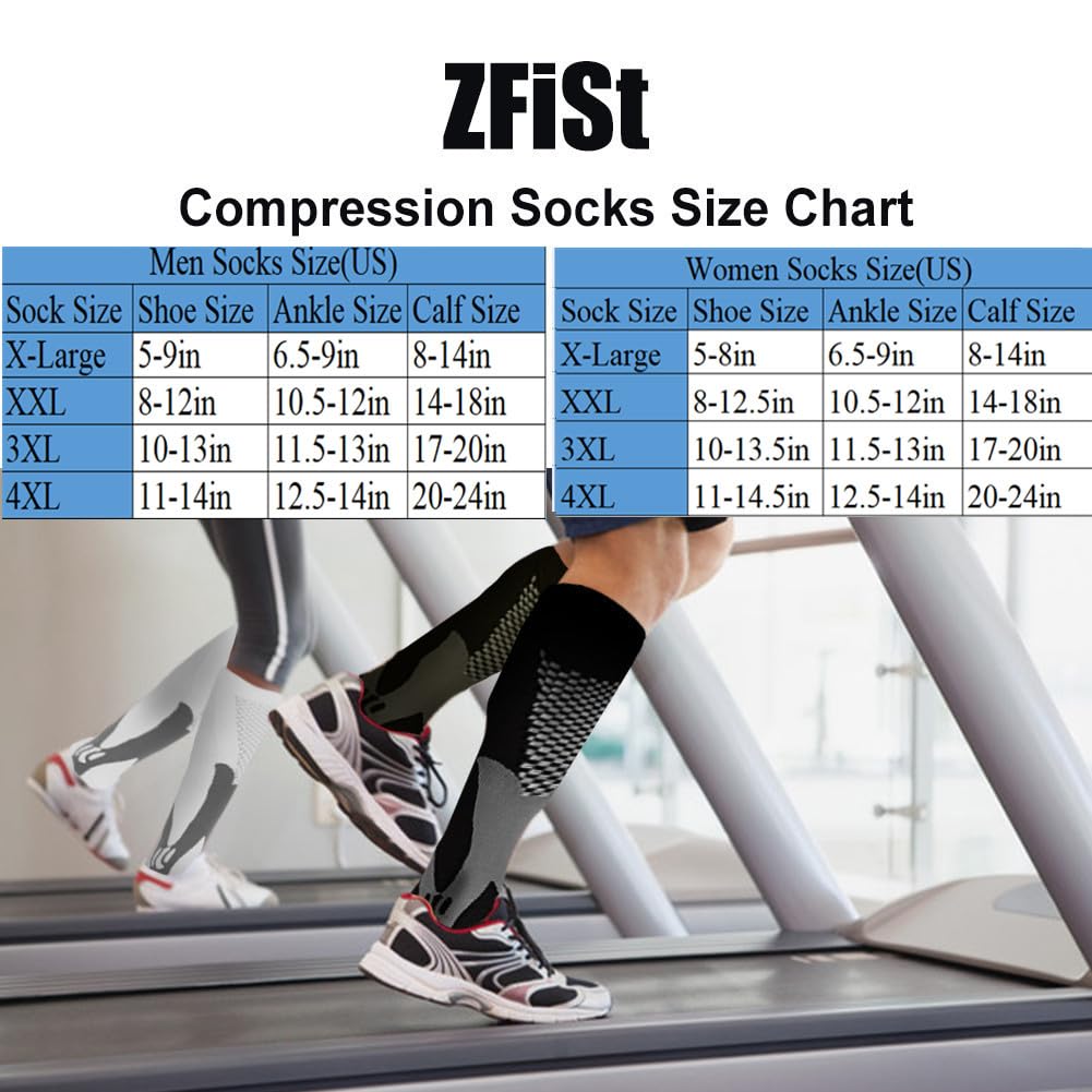 ZFiSt 3 Pair Medical Sport Compression Socks Men,Running Nurse Socks for Edema Diabetic Varicose Veins