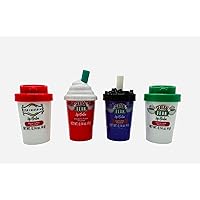 Central Perk Friends the TV Series Set of 3 Lip Balms, Vanilla Latte, Black Coffee, and Iced Coffee Flavored, Cute Coffee Cup Design each 0.14 oz