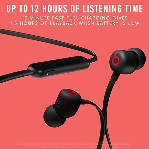 Beats Flex Wireless Earphones – Apple W1 Headphone Chip, Magnetic Earbuds, Class 1 Bluetooth, 12 Hours of Listening Time, Built-in Microphone - Black (Latest Model) (Renewed)