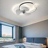 Reversible Fan Light Ceilingt Living Room Dimmable Led Ceiling Fans with Lights and Remote 6 Speeds Modern Silent Fan Ceiling Light Bedroom/Black