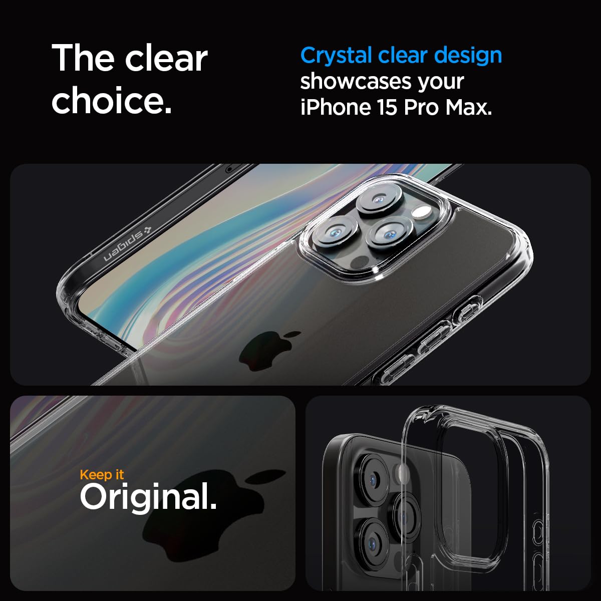 Spigen Ultra Hybrid Designed for iPhone 15 Pro Max Case (2023), [Anti-Yellowing] [Military-Grade Protection] - Space Crystal
