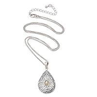 NOVICA Handmade .925 Sterling Silver Goldaccented Pendant Necklace Indonesia 'Sun Tears'