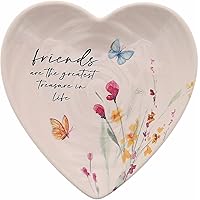Pavilion - Friend - Ceramic Heart-Shaped Keepsake Dish, Watercolor Floral Design, Valentines Day Gift For Girlfriend, Unique Gifts for Friend, Trinket Dish, Ring Holder, Jewelry Dish, 1 Count
