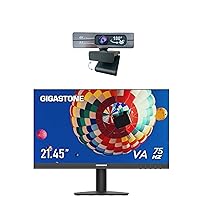 Gigastone Monitor and Webcam Bundle, 22 inch VA LED Back Light Monitor 75Hz FHD 1920 x 1080, 4K UHD Webcam 180-Degree FOV, AI Auto-Framing