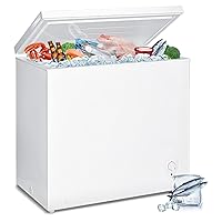 Chest Freezer 5 Cu.Ft Deep Freezer, Quiet Compact Freezer with Adjustable Thermostat Control and Removable Wire Basket, For Apartments Kitchen Bedroom Garage Office, White