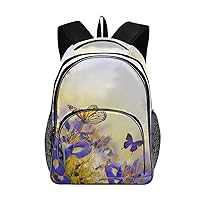 ALAZA Hipster Purple Butterfly with Floral Laptop Outdoor Backpack for Women Men,Fits Under 15.6 Inch Laptop