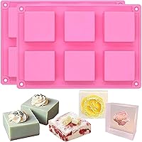 6-Cavity Square Baking Silicone Mold for Cake Teacake Chocolate Desserts Cheesecake Cornbread Brownie Blancmange Pudding Soap Candle Making Resin Epoxy Casting Crafting Projects 2-in-set