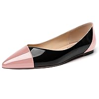 Women's Dating Solid Pointed Toe Dress Patent Slip On Flats Shoes