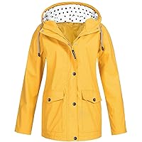 SNKSDGM Rain Jacket for Women Waterproof Hooded Raincoat Trench Coats Loose Lightweight Travel Hiking Windbreaker Outerwear