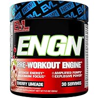 EVL Intense Pre Workout with Creatine - Pre Workout Powder Drink for Lasting Energy Focus and Recovery - ENGN Energizing Pre Workout for Men with Beta Alanine Caffeine and L Theanine - Cherry Limeade