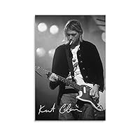 Cool Posters Rock Posters Kurt Music Cobain in Concert Black And White Photo Poster Music Poster Sig Wall Art Paintings Canvas Wall Decor Home Decor Living Room Decor Aesthetic Prints 24x36inch(60x90
