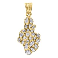 10k Gold Two tone Nugget Mens Height 34.2mm X Width 14.6mm Nugget Charm Pendant Necklace Jewelry Gifts for Men