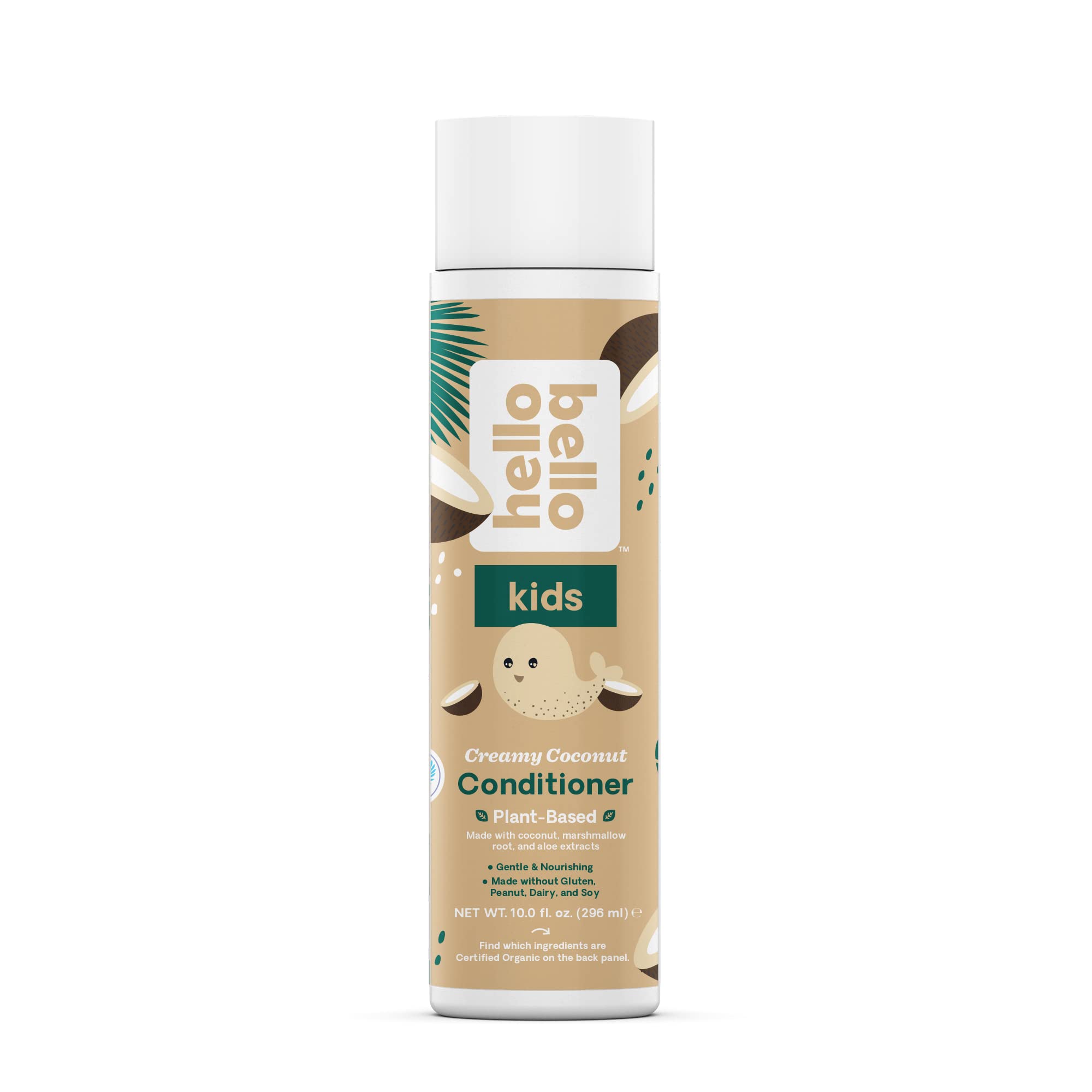 Hello Bello Kid's Conditioner - Hypoallergenic, pH-Balanced & Dermatologist-Tested - Thoughtful Ingredients - Coconut , 10 Fl Oz (1 Pack)