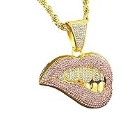 Shiny Sexy Pink Lip Initial Pendant With Fashion Jewelry For Men And Women, Hip Hop Charm Choker Necklace