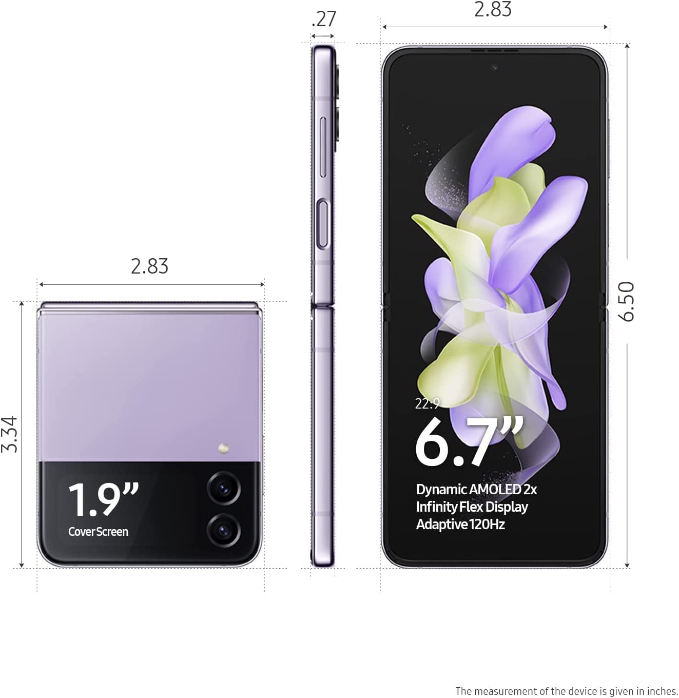 SAMSUNG Galaxy Z Flip 4 Factory Unlocked SM-F721U1 128GB Bora Purple (Renewed)