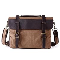 Leather Briefcase for Men Business Travel Messenger Bags Laptop Bag, Brown