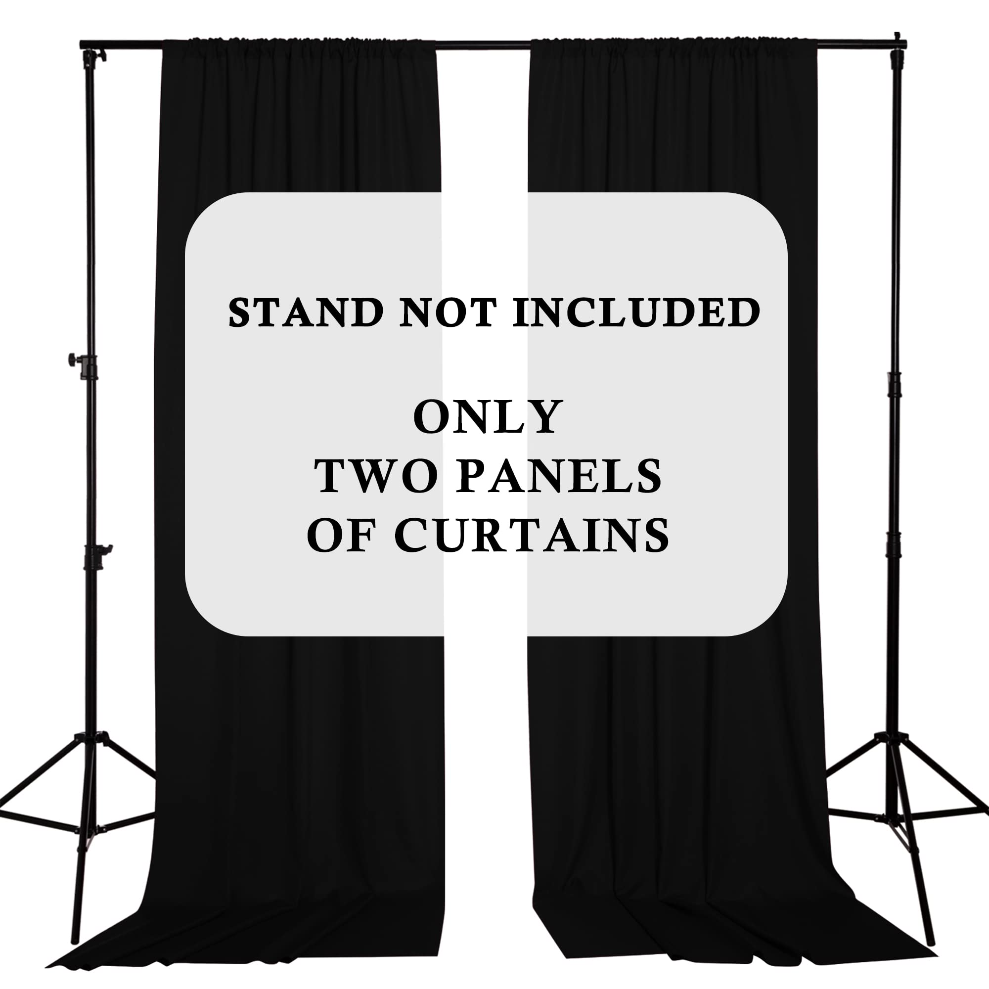 StangH Black Backdrop Curtains for Parties - 10 ft Curtain Drapes for Partition Room Dividers Curtains Waterproof Home Theater Studio Backgrounds Wedding Stage Stand Panels, 2 Panels