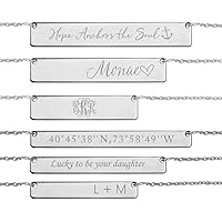 Custom Name Bar Necklace Sterling Silver - Personalised Nameplate Necklace with Any Name