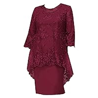 YiZYiF Women Mother of The Bride Dresses Plus Size Elegant Evening Formal Dress with Lace Cover up Set