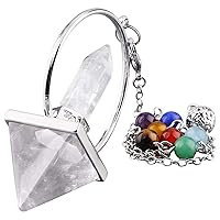 TUMBEELLUWA Healing Crystal Quartz 7 Chakra Pendulum Dowsing Gemstone Divination Reiki Stone