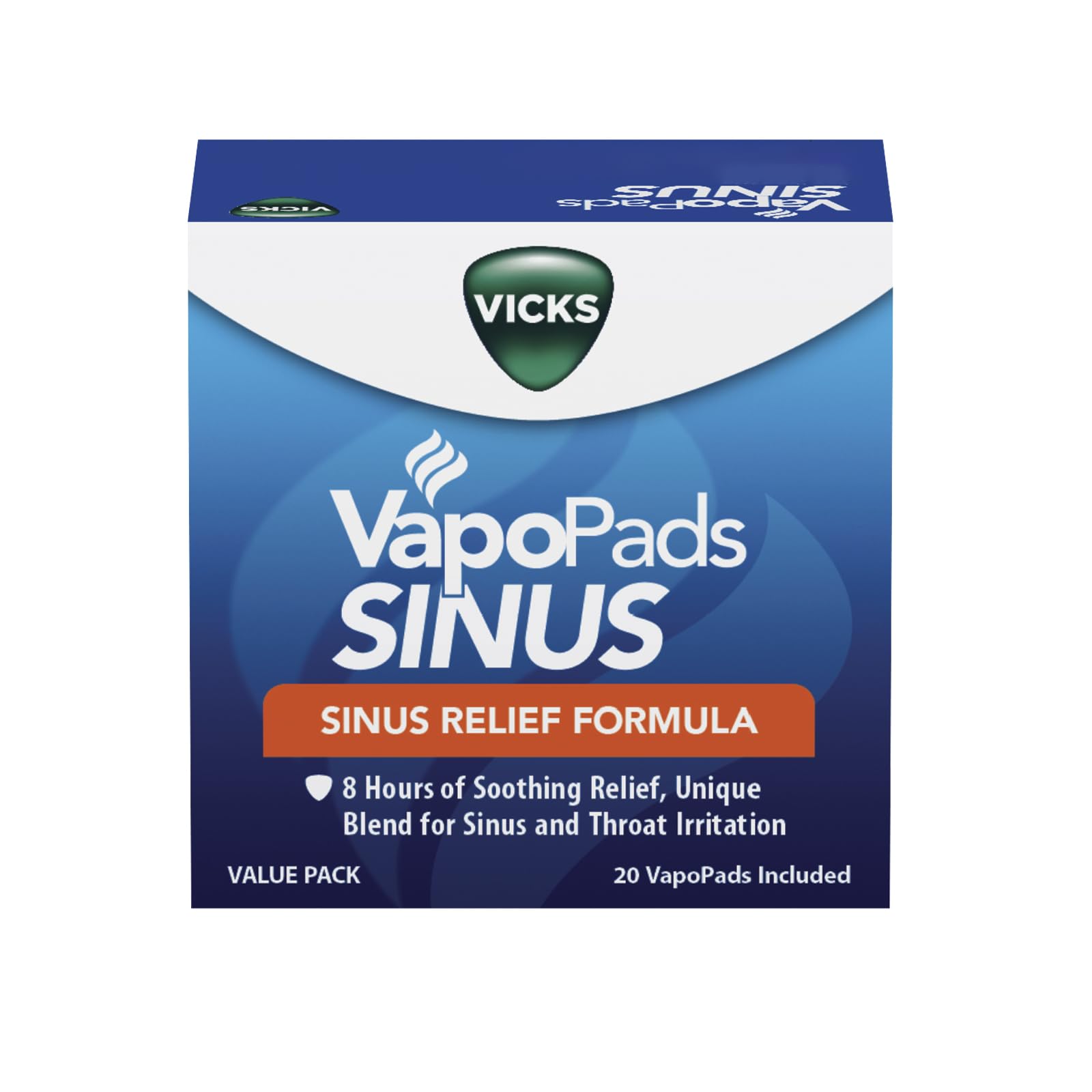 Vicks VapoPads Sinus Relief Formula Value Pack for Sinus and Throat Irritation, Vapor Pads for Steam Inhalers, Humidifiers, and Vaporizers, 20 Count, White, VSP39