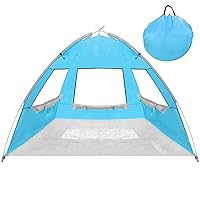 2 Person Pop Up Beach Tent, Anti-UV Beach Shelter, Easy Step Up, 3 Mesh Windows and 6 Sandy Bags, Keep Your Beach Trip Cool(Light Blue)