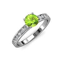 Peridot & Natural Diamond (SI2-I1, G-H) Engagement Ring 1.82 ctw 14K White Gold