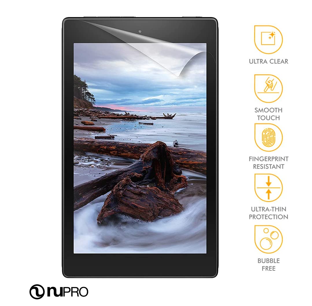 NuPro Clear Screen Protector for Amazon Fire HD 8 Tablet (7th and 8th Generation - 2017 and 2018 releases) (2-Pack)