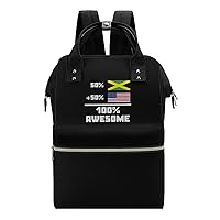 Jamaican and American 100% Awesome Diaper Bag Backpack Travel Waterproof Mommy Bag Nappy Daypack